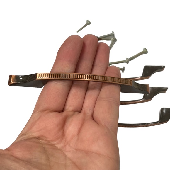 Set of 4 Vintage Copper Handles MCM Midcentury Era - 3 inches hole to hole - Picture 6 of 8